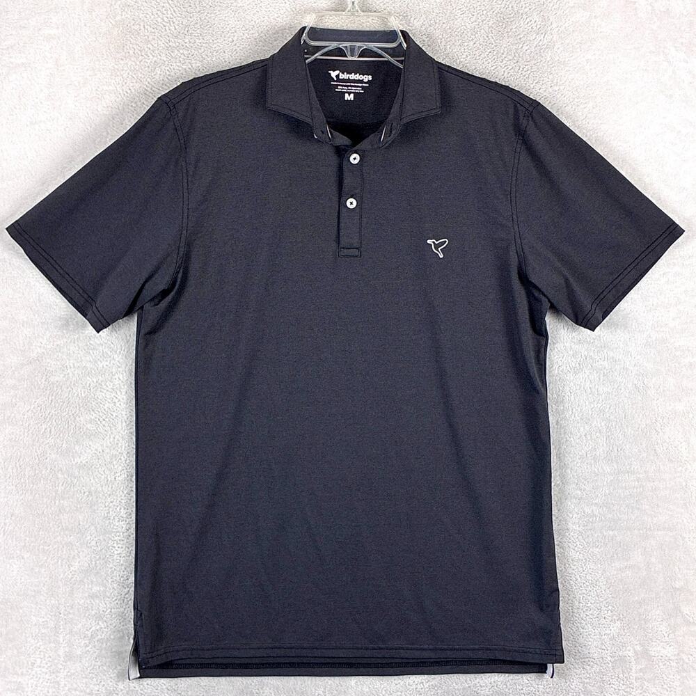 Birddogs Polo Shirt Mens M Black Performance Preppy Outdoors Golf Summer